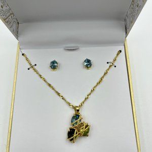 Charter - Multi-Stone Wrapped Pendant Necklace & Stud Earrings Set